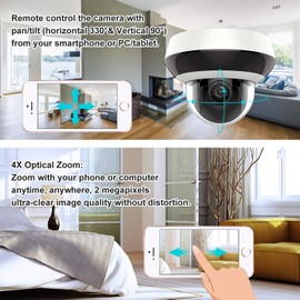 Anpviz Security 4.0MP POE IP PTZ Dome Camera,4X Optical, 16X Digital Zoom, H.265+ Outdoor Mini Security Camera with Audio, Alarm, SD Card Slot #PTZIP204WX4IR