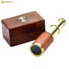 Mythrojan Nautical Brass Mini Telescope with Wooden Box Spyglass Pocket