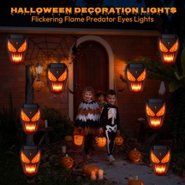 Outdoor Halloween Holiday Decoration Lights with Flickering Flame Predator Eyes Light, Effective to Repels Nocturnal Animals Such as Coyote Raccoon Skunk Weasel, Auto On/Off and Waterproof