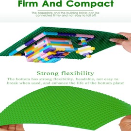 Hiegvor 6 Compatible with Classic Building Plate, Plate Set Compatible with Most Brands, Base Plate, Green, Blue, Grey Base Plate, 25.5 x 25.5 cm