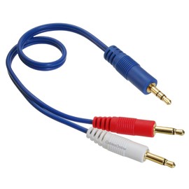 CablesOnline 3.5mm (1/8") TRS Stereo Male to Dual (Rd/Wh) 3.5mm (1/8") TS Mono Male Blue Audio Breakout Cable (1 Foot)