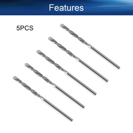 Auniwaig 2.5mm Diamond Twist Drill Bits High Speed Steel HSS for Glass Sea Shells Stone 5 Pcs
