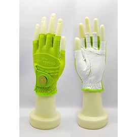 Copper Tech COPPERTECH Plus Womens Half Glove Worn ON Left Hand (White/Lime, Small(20), Worn on Left Hand)