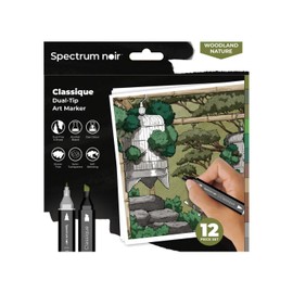 Crafter's Companion Spectrum Noir Classique Blend Twin Tip Blendable Alcohol Based Marker Set - Pack of 12 - Woodland Nature