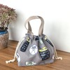 Outer canvas, inner smooth polyester material, lunch bag, drawstring lunch