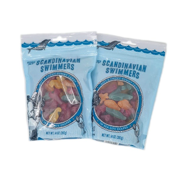 Trader Joe's Scandinavian Swimmers Gummy Candy Fish and Sea Life Shapes, 2 PACK (total of 28 oz) 14 oz Gluten Free