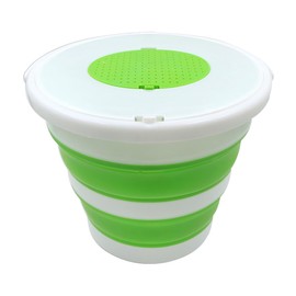 FONGKNOX Green Collapsible Bucket with Cover Camping Foldable Bucket Portable Collapsible Multi Uses Home or Outdoor Gardening Car Washing Bathroom Bucket with Handle Easy to Carry Round Size: 10L