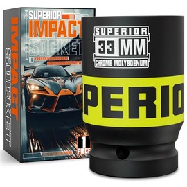 KIRXST Impact Wrench Nuts 1 Inch 33 mm Deep Force Sockets, Metric Long Sockets, Impact Nuts for Tyre Changes, Engine Repairs and General Maintenance