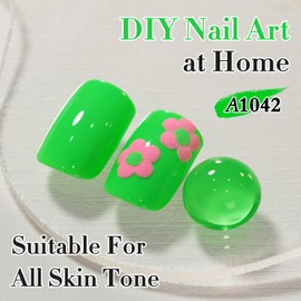 Double Rhythm 0.50 OZ Gel Polish Hema Free Same Color Same Bottle Golden Round Translucent Neutral Natural Milky 15 ML Jelly UV Polish Art DIY at Home (Neon Green-C1042)