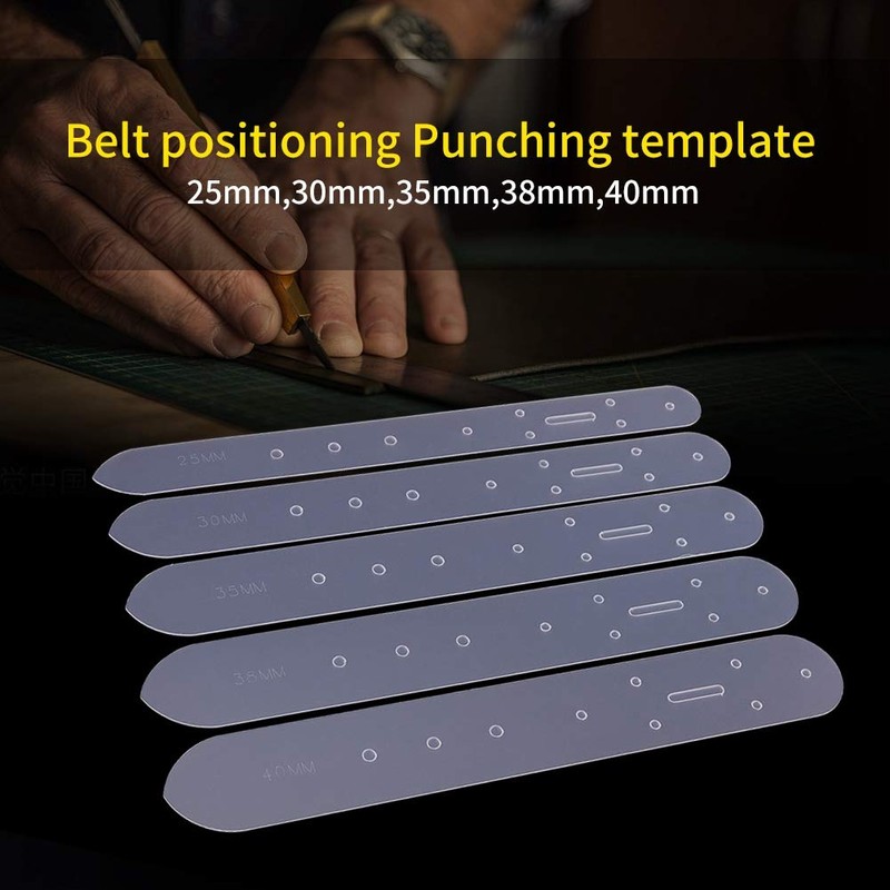 HilBeliFU 5Pcs Belt Templates Set, Translucent Belt Punching Template, PVC