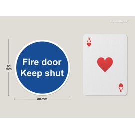 Fire Door Safety Signs Round [Pack of 12] - Fire Door Keep Shut Stickers Adherent Vinyl Stickers (80mm x 80mm)