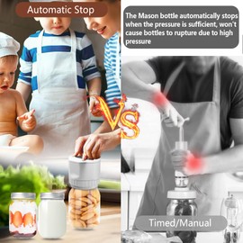 ZenTong Infi Mason Vacuum Sealer, 80kPa Mason Jar Vacuum Sealer, USB Charge Electric Mason Jar Vacuum Sealer Kit with Wide and Regular Mouth Lids,Can Opener,Stickers(white)