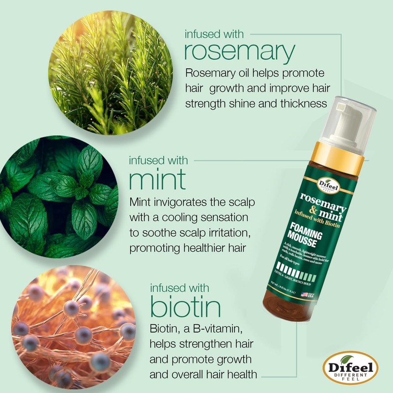 Difeel Rosemary & Mint Foaming Mousse 8 Ounces - Infused