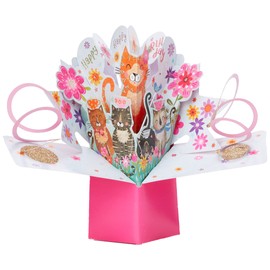 Happy Birthday Cats Pop-Up Greeting Card Original Second Nature 3D Pop Up Cards