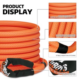AUTOBOTS Kinetic Recovery Rope 1" x 30'(48,000lbs) Heavy Duty Kinetic Tow Rope for Truck ATV UTV SUV Offroad Recovery Kit