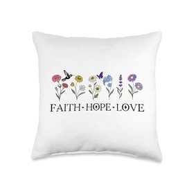 Faith Hope Love Decor Sign Christian Bible Verses God Quotes Throw Pillow