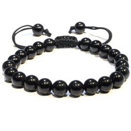 Black Tourmaline Bracelet – Healing Crystal Bracelet for Women, Men – Chic Gemstone Bracelet for Men and Women – 8mm Round Bead Bracelets for Spiritual Healing, Protection, Positive Energy