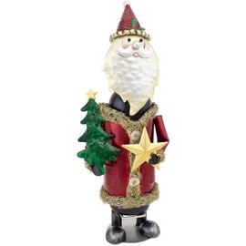 BRUBAKER Wine Bottle Holder Santa Claus - Hand-Painted Metal Sculpture - Tabletop Wine Stand