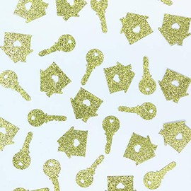 100 Counts New Home Confetti House and Key Shaped Paper Diecut for Table Decorating