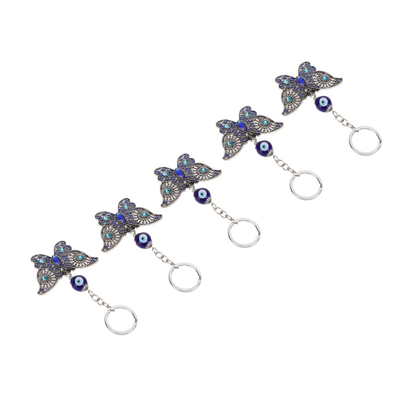 5Pcs Rhinestone Keychain Handcrafted Exquisite Beautiful Shiny Butterfly Shape Evil