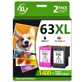 63XL Ink Cartridges Black and Color for HP Ink 63 Replacement for HP 63XL Ink Cartridge Combo Pack Works for HP OfficeJet 3830 4650 5255 5258; Envy 4520 4512; DeskJet 3630 2130 1112 Printer (2 Pack)