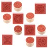 Cooyeah 12 Pieces Wooden Stamps Floral Pattern Circles and Squares