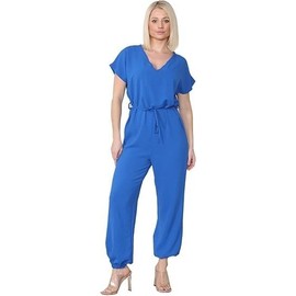 BESTITALIANUK Womens V Neck Tie Belted Waist Harem Wide Leg Jumpsuit Romper Playsuit UK 8 to 22