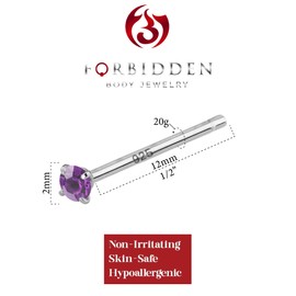 Forbidden Body Jewelry .925 Sterling Silver Custom Bendable 2mm CZ Fishtail L Shaped Nose Ring, Metal, cubic-zirconia