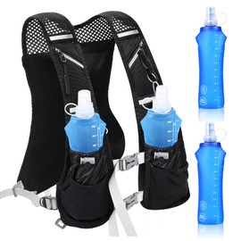 Carastek Running Vest for Men and Women with 2 Water Bottles, 500 ml, black