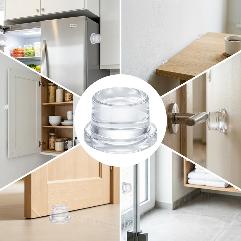 Jayen Door Stoppers for Wall, 1" Thick Clear Door Knob