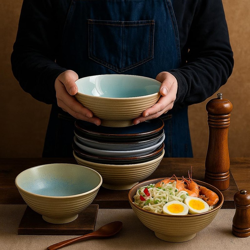 Ceraozmus 2X Ceramic Ramen Bowls - 40 oz - 20cm