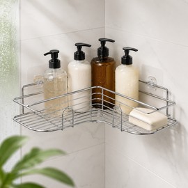 Bathroom Shower Storage Rack for Shampoo and Toiletries - Wall-Mounted Adhesive Shelf for Bathroom or Kitchen