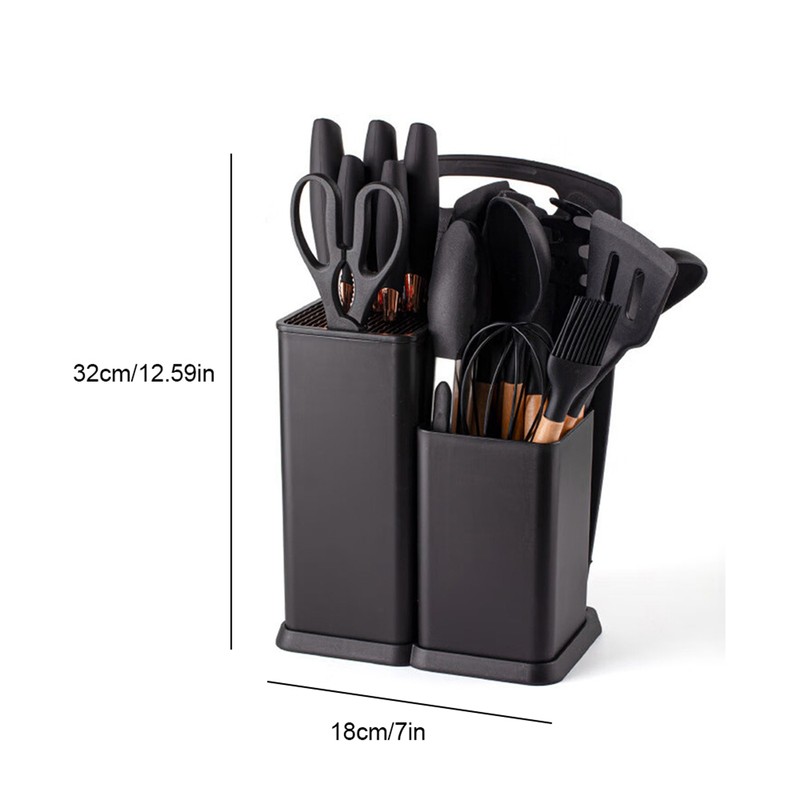 19 Pcs Kitchen Utensils Set Wood Handle Silicone Cooking Utensils