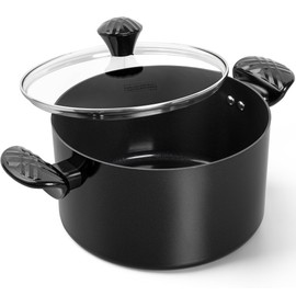 MICHELANGELO Stock Pot with Lid, 6 Quart Soup Pot with Lid, Nonstick Ceramic Cooking Pot with Stay-Cool Handle, Induction Compatible - 6QT, Black