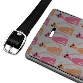 Retro Pretty Kitty Cats Pattern Rectangle Leather Luggage Card Carry-On ID Tag