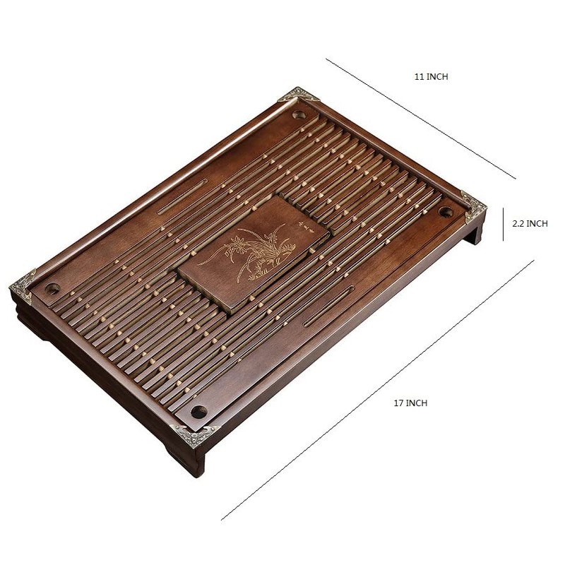 RORA Bamboo Tea Tray Chinese Gongfu Tea Serving Tray with