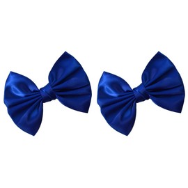Set of 2 Satin Hair Bows By Funny Girl Designs - 4.5 Inch Wide (ROYAL)