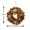 Christmas Hanging Wreath Festive Pine Cone Display Gold Frosting 30cm