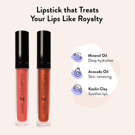 Juwel Cosmetics Luscious Liquid Matte Lipstick, Natural Lipstick with Avocado Oil & Kaolin Clay, Long Lasting Matte Finish, Mineral-Based, Cruelty-Free & Lead-Free Lip Color, Wanderer