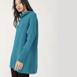 Free People Ottoman Slouchy Tunic Sweater Electric Teal Medium M NWT