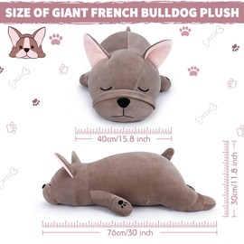 Auspicious beginning 30'' Giant French Bulldog Plush Stuffed Animal- French Bulldog Dog Plush Pillow Plushies, Large Sleeping Body Pillow Dog Plushie Toy, Christams Birthday Gifts for Kids Girls Boys