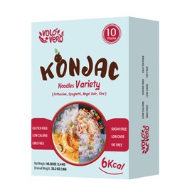 VOLO VERO Konjac Noodles Variety Pack - 10 Packs Shirataki Noodle Pasta with Fettuccine, Spaghetti, Angel Hair, and Rice Shapes, Gluten-Free, Sugar-Free, Keto, Vegan, Low Calorie, Low GI, Ready-to-Eat Healthy Food Gifts