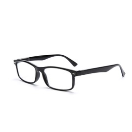 EYE ZOOM 5 Pack Unisex Rectangular Vintage Plastic Frame Reading Glasses for Men and Women, Black, +1.50