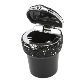 StylishCar Ashtray, Smokeless Container with LED Indicator Light - Universal, Mini Garbage Collector (Black)