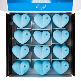Angel Wax Melts | Strong Scented Wax Melt Gift Set | 12 x 6g Hearts | Hand Made in The UK | Vegan Friendly | Long Lasting Soy Wax Melt Sample Box