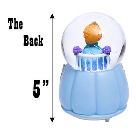 Dalekana Snow Globe with Light for Christmas & Birthday Gift, 80mm Crystal Musical Glitter Glass Water Ball Decoration, Princess - Blue Snowglobe, 3.5" x 3.5" x 5"
