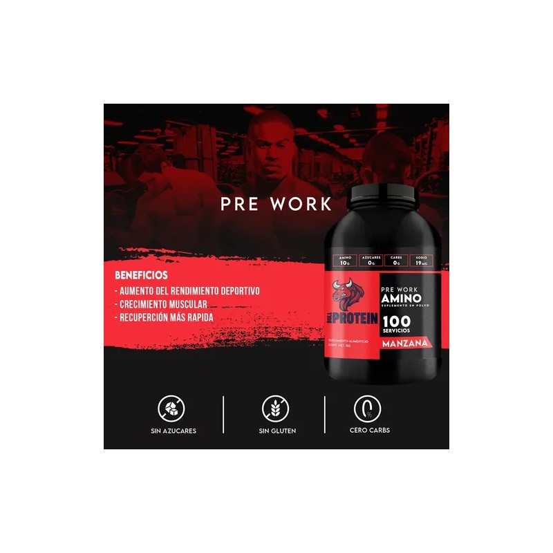 Aminoácidos En Polvo Bull Protein 1kg 200servicios Sabores