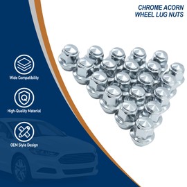 M12X1.5 Lug Nuts - 20pcs Chrome Acorn Wheel Lug Nuts Compatible with 2009-18 Ford Focus 2012-18 Fusion 2013-2020 Escape 2018 EcoSport 2011-19 Fiesta