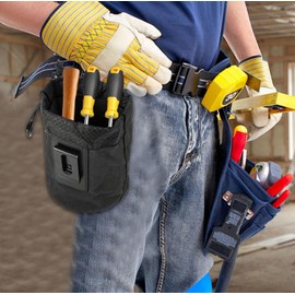 Nail/Screw Work Bag - Belt Clip Tool Bag for Tool Belts, Vests and Plates, Great for Carpenters, HVAC Tech, Plumbe and Electricians, Contractors (Black)