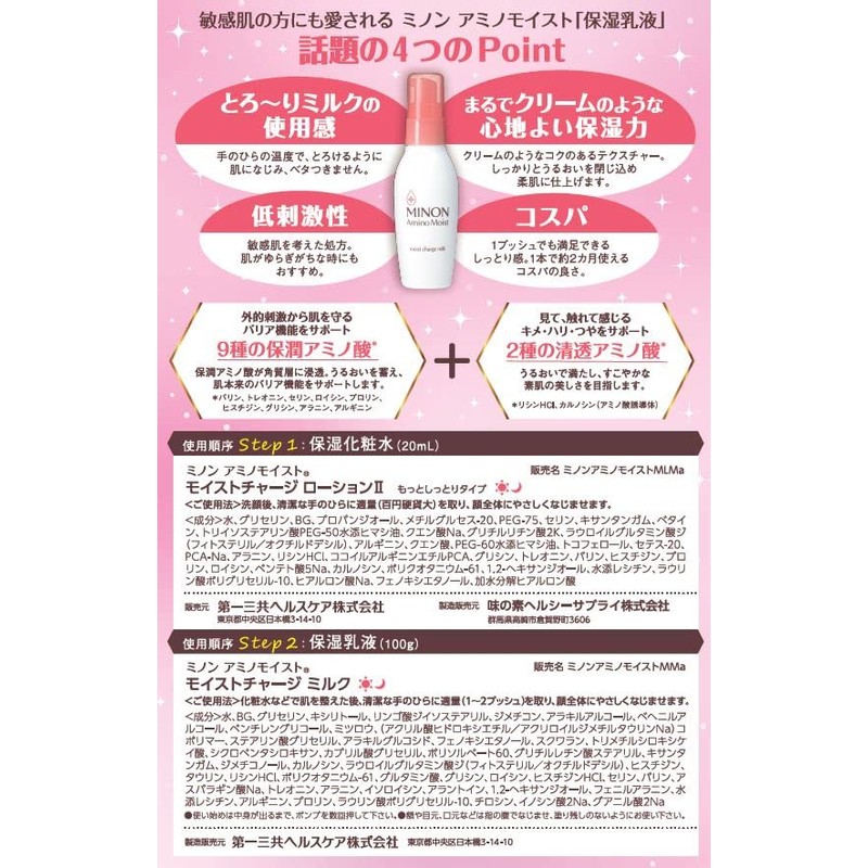 Minon Amino Moist Milky Lotion W Hall of Fame Award